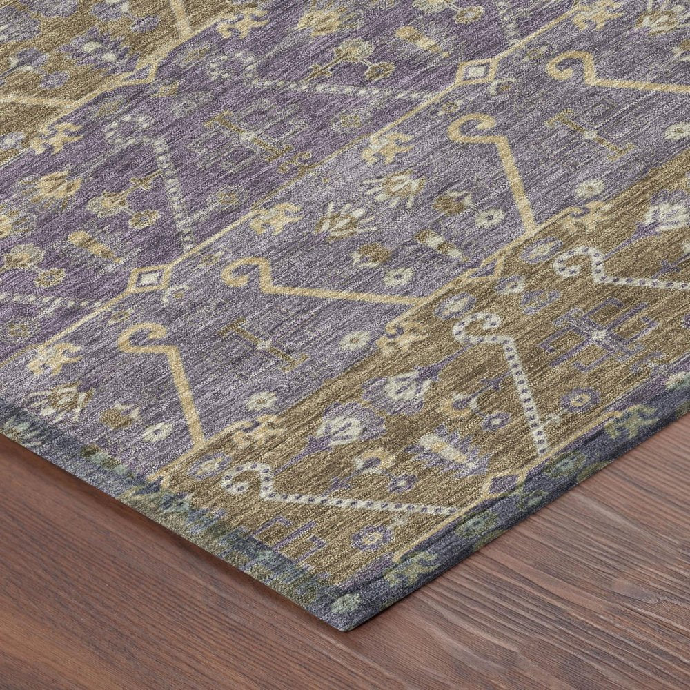 9' X 12' Plum And Purple Oriental Washable Indoor Outdoor Area Rug — view 2