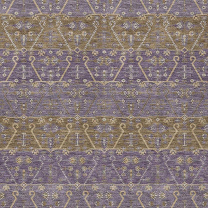 10' X 14' Plum And Purple Oriental Washable Indoor Outdoor Area Rug