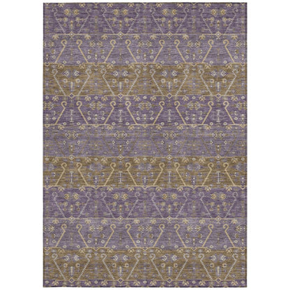 10' X 14' Plum And Purple Oriental Washable Indoor Outdoor Area Rug