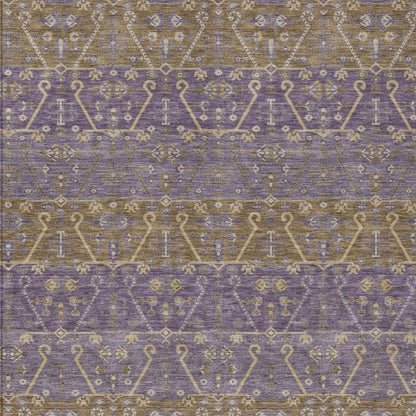 10' X 14' Plum And Purple Oriental Washable Indoor Outdoor Area Rug