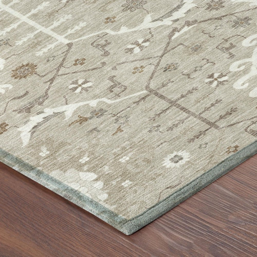 8' X 10' Beige And Brown Oriental Washable Indoor Outdoor Area Rug — view 2