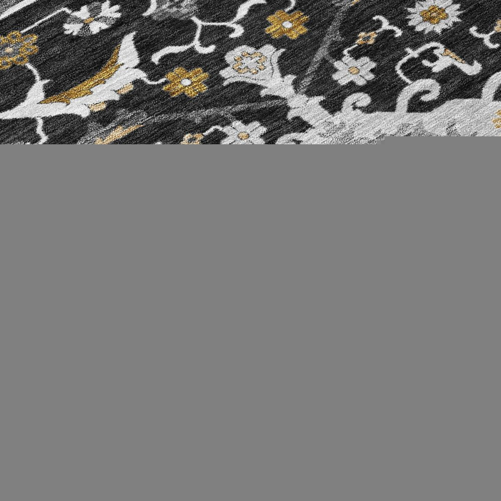 3' X 5' Black And Graphite Oriental Washable Indoor Outdoor Area Rug — view 7