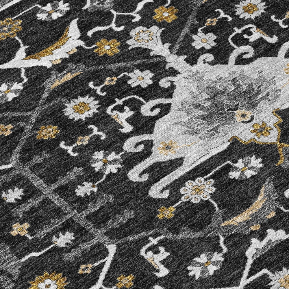 10' X 14' Black And Graphite Oriental Washable Indoor Outdoor Area Rug HomeRoots