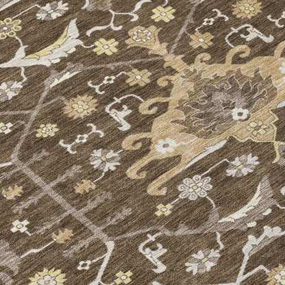 5' X 8' Chocolate And Brown Oriental Washable Indoor Outdoor Area Rug HomeRoots