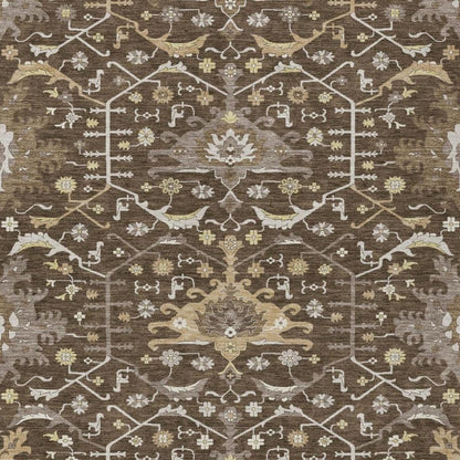 8' X 10' Chocolate And Brown Oriental Washable Indoor Outdoor Area Rug
