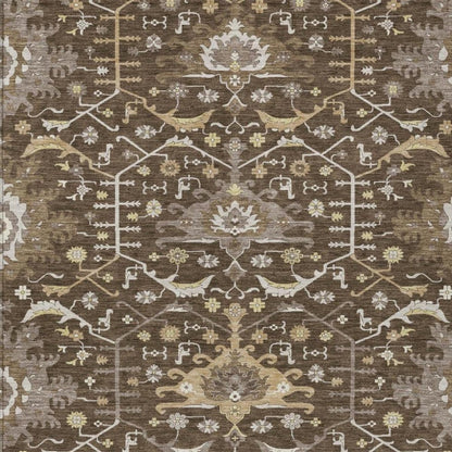 8' X 10' Chocolate And Brown Oriental Washable Indoor Outdoor Area Rug