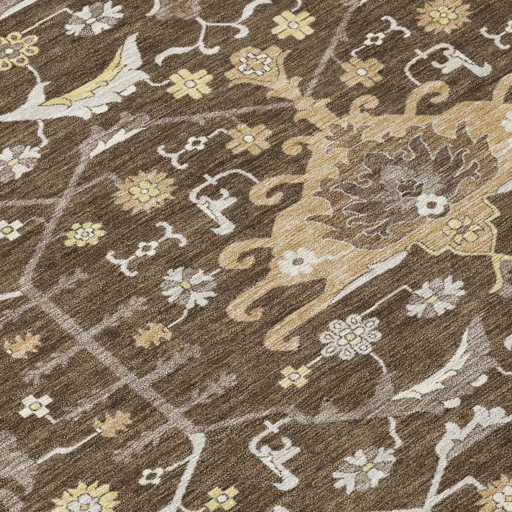 10' X 14' Chocolate And Brown Oriental Washable Indoor Outdoor Area Rug HomeRoots