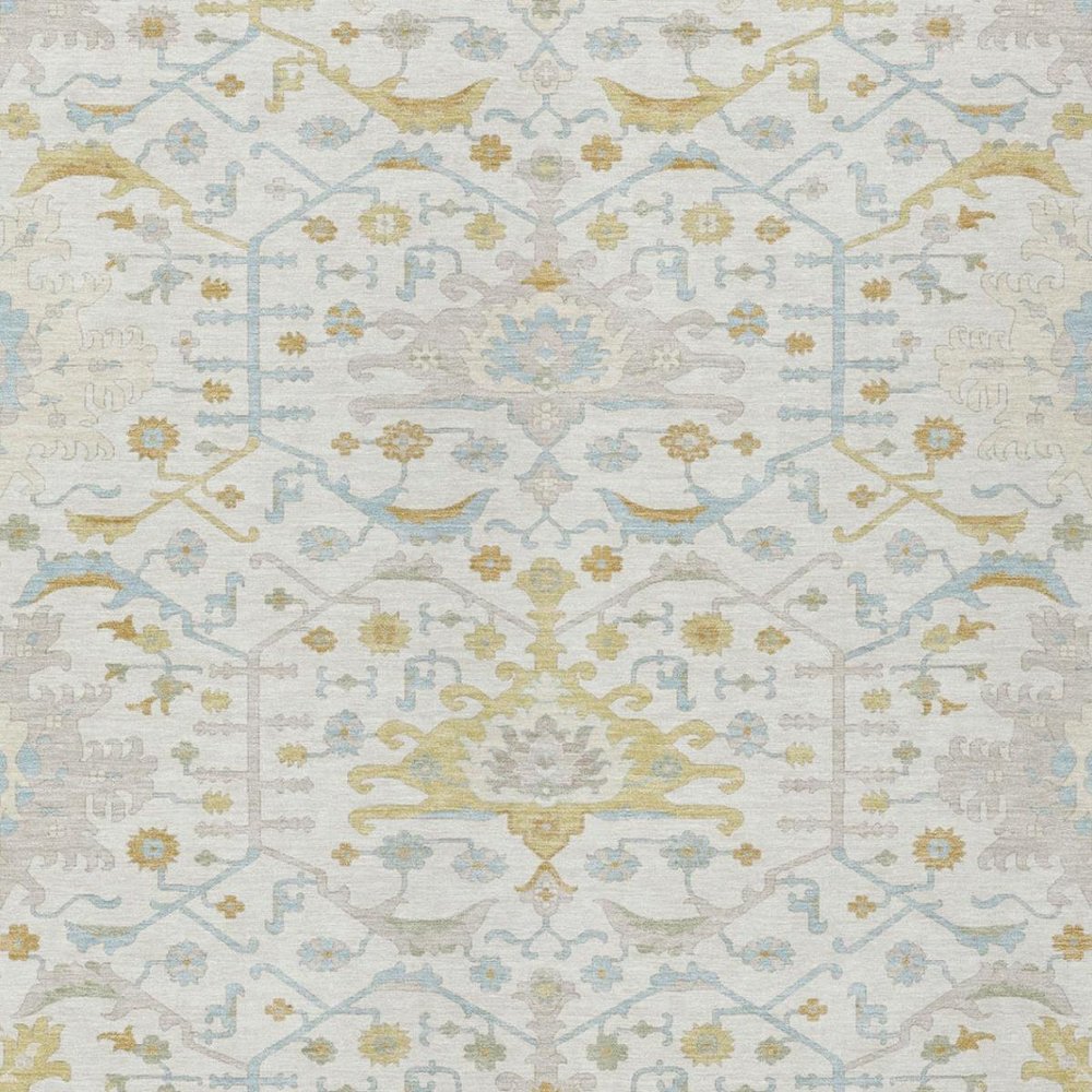 3' X 5' Ivory And Linen Oriental Washable Indoor Outdoor Area Rug