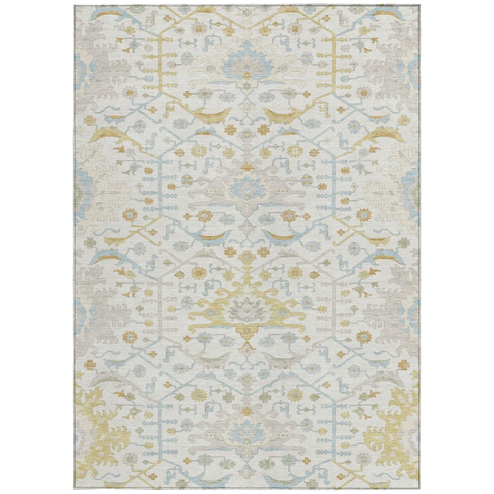 3' X 5' Ivory And Linen Oriental Washable Indoor Outdoor Area Rug — view 7