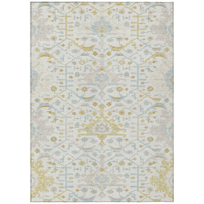 3' X 5' Ivory And Linen Oriental Washable Indoor Outdoor Area Rug HomeRoots