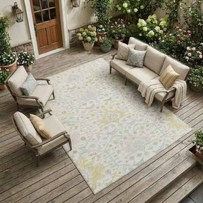 8' X 10' Ivory And Linen Oriental Washable Indoor Outdoor Area Rug HomeRoots