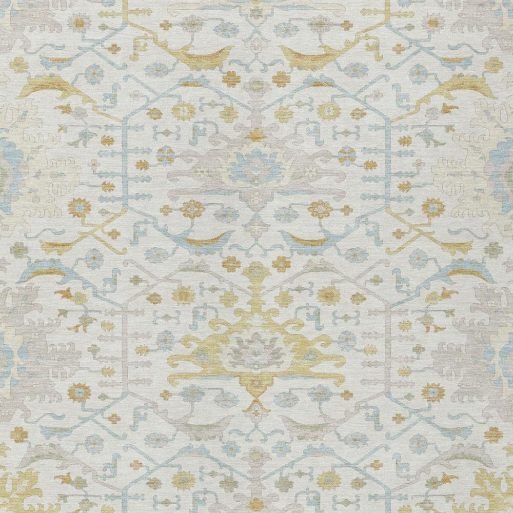 8' X 10' Ivory And Linen Oriental Washable Indoor Outdoor Area Rug — view 8