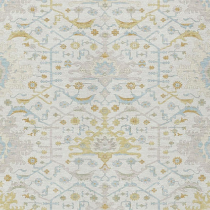 8' X 10' Ivory And Linen Oriental Washable Indoor Outdoor Area Rug