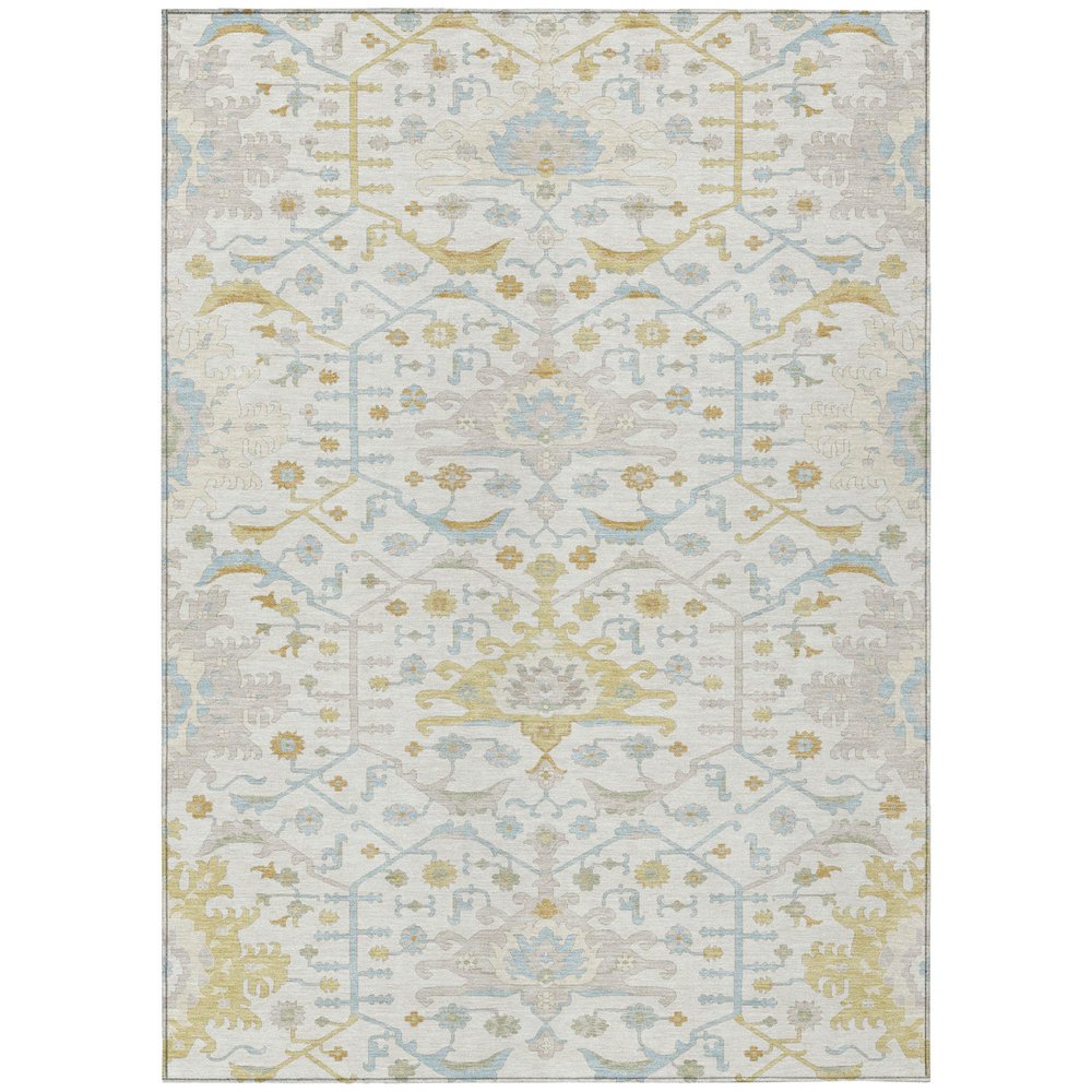 8' X 10' Ivory And Linen Oriental Washable Indoor Outdoor Area Rug