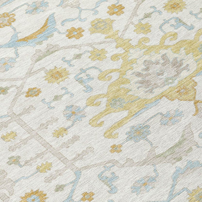 8' X 10' Ivory And Linen Oriental Washable Indoor Outdoor Area Rug