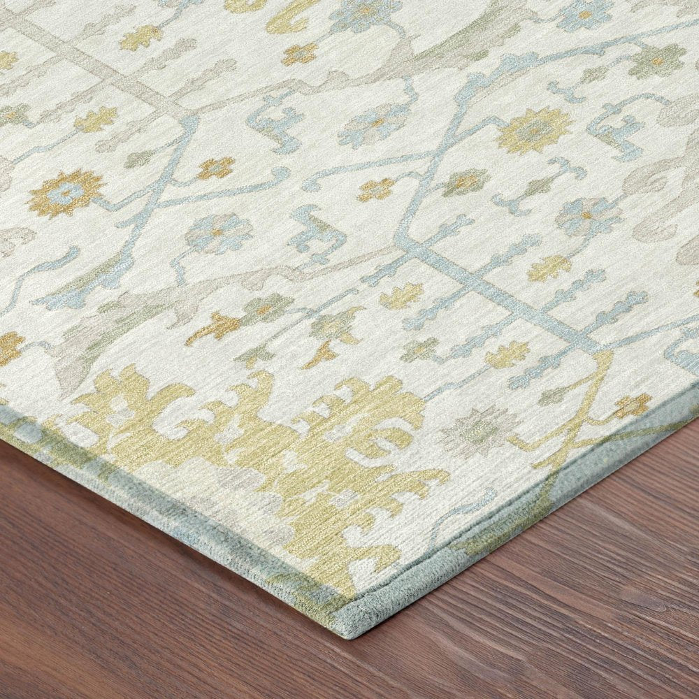 10' X 14' Ivory And Linen Oriental Washable Indoor Outdoor Area Rug — view 2