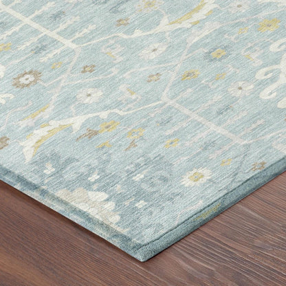 3' X 5' Sky Blue And Blue Oriental Washable Indoor Outdoor Area Rug HomeRoots