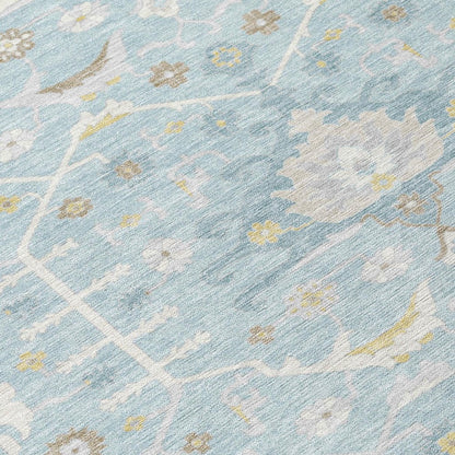 5' X 8' Sky Blue And Blue Oriental Washable Indoor Outdoor Area Rug HomeRoots