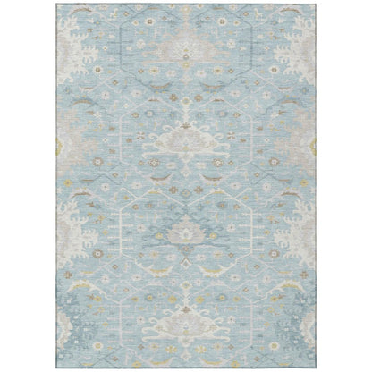 9' X 12' Sky Blue And Blue Oriental Washable Indoor Outdoor Area Rug HomeRoots