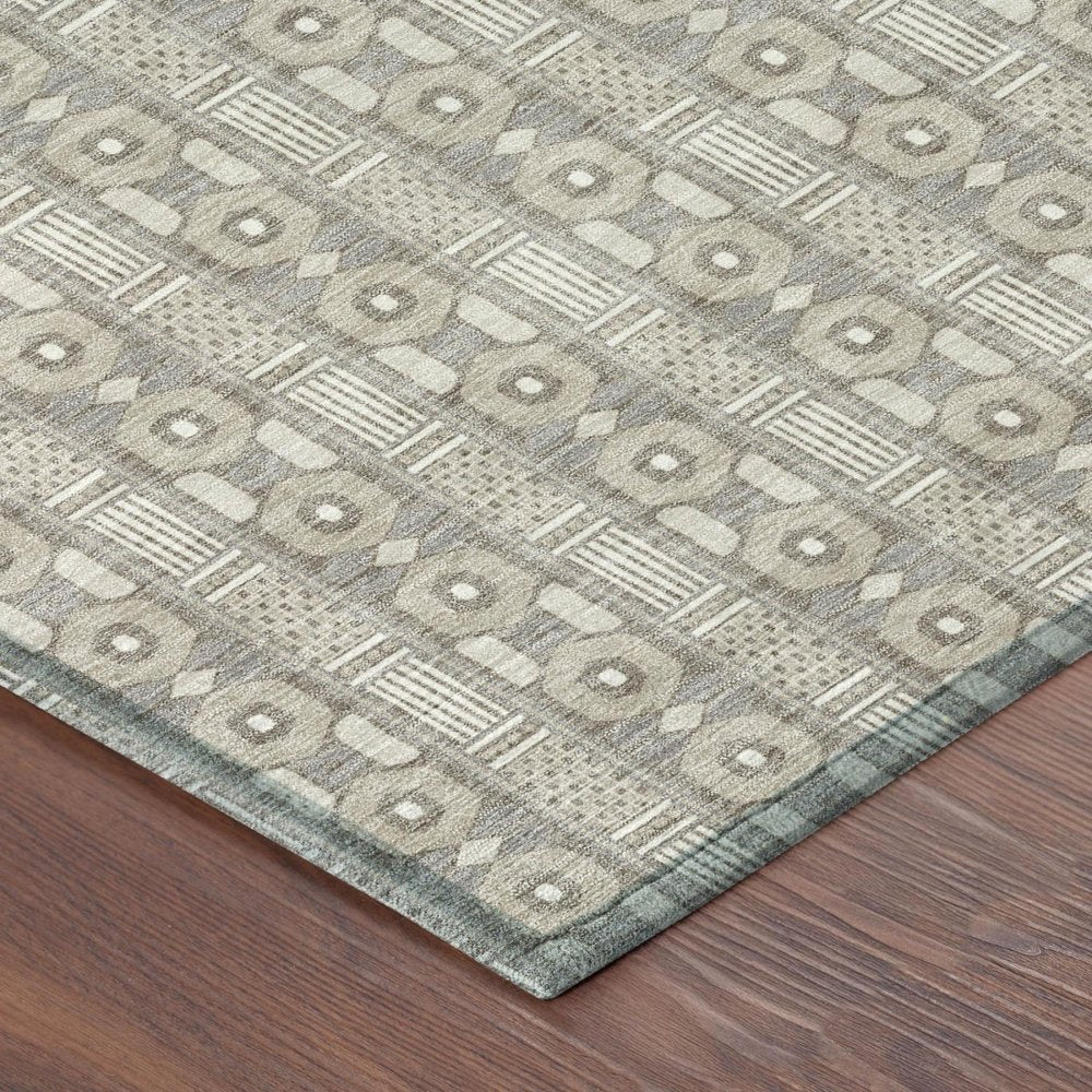 5' X 8' Beige And Brown Striped Washable Indoor Outdoor Area Rug HomeRoots