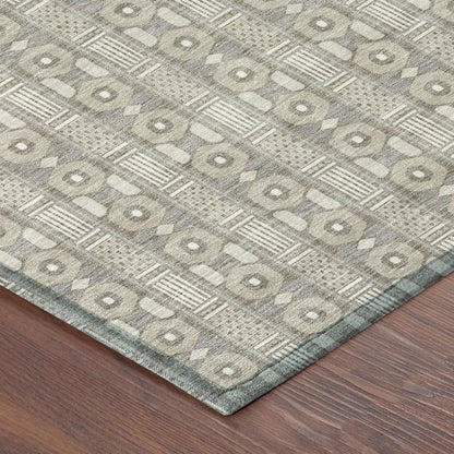 8' Beige And Brown Round Striped Washable Indoor Outdoor Area Rug HomeRoots