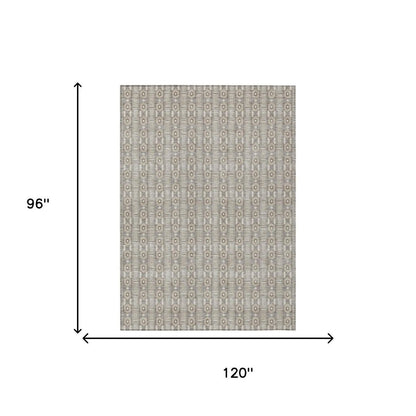 8' X 10' Beige And Brown Striped Washable Indoor Outdoor Area Rug HomeRoots