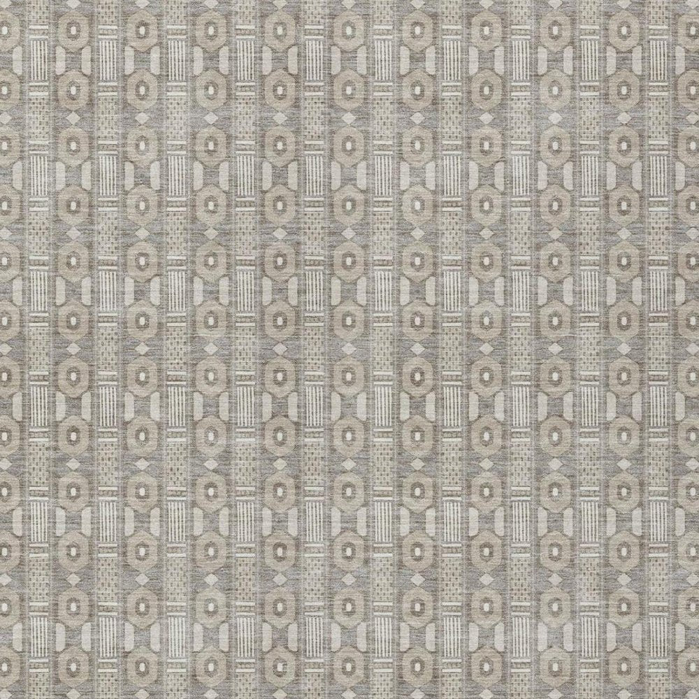 8' X 10' Beige And Brown Striped Washable Indoor Outdoor Area Rug