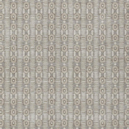 8' X 10' Beige And Brown Striped Washable Indoor Outdoor Area Rug