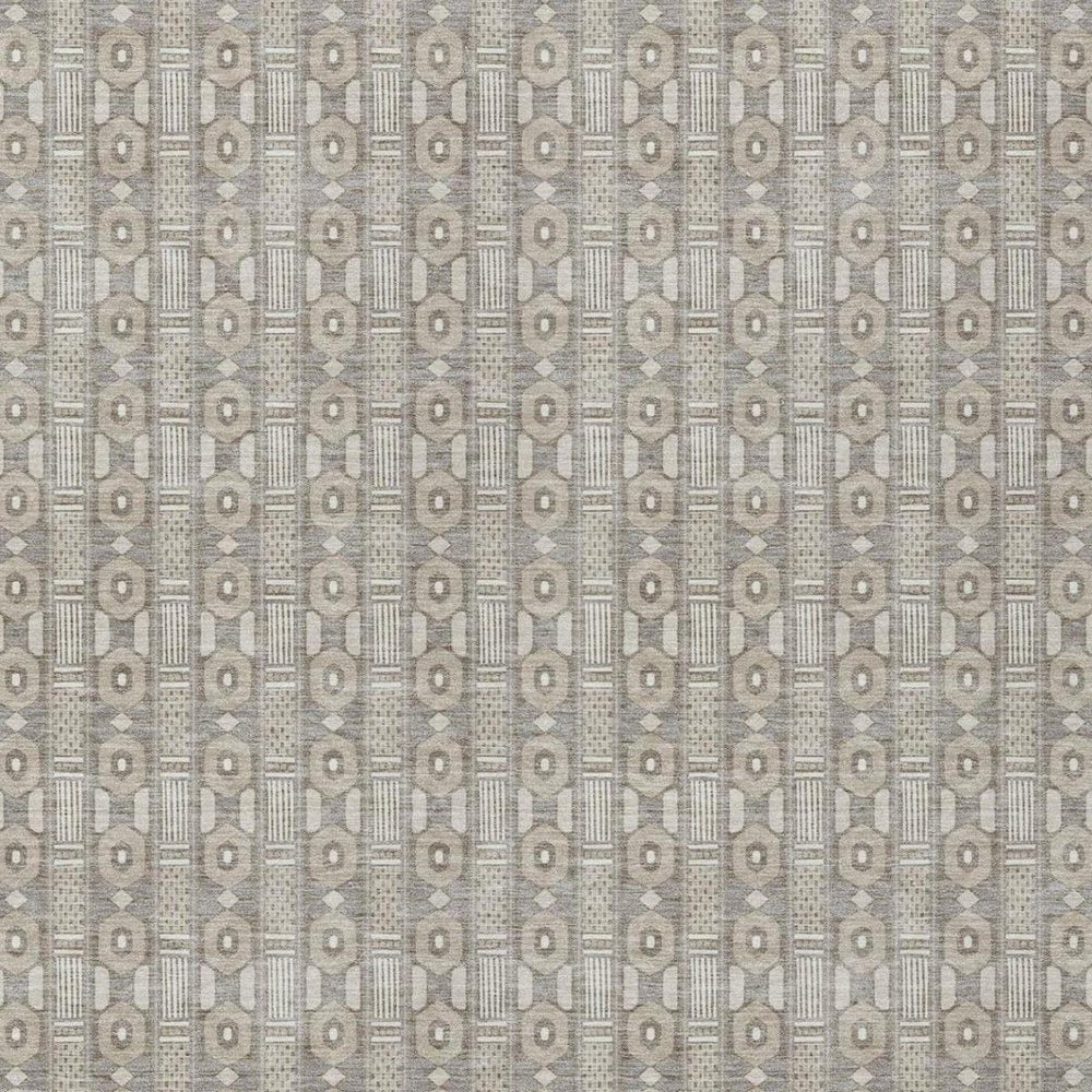 9' X 12' Beige And Brown Striped Washable Indoor Outdoor Area Rug — view 7