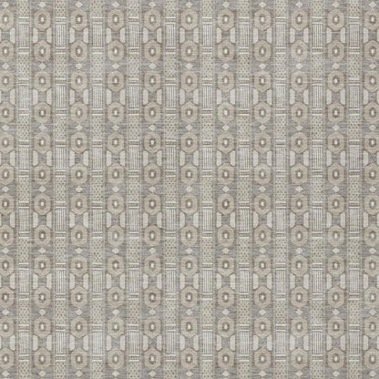 9' X 12' Beige And Brown Striped Washable Indoor Outdoor Area Rug