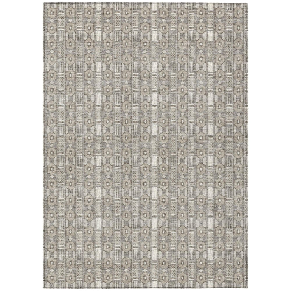 9' X 12' Beige And Brown Striped Washable Indoor Outdoor Area Rug HomeRoots