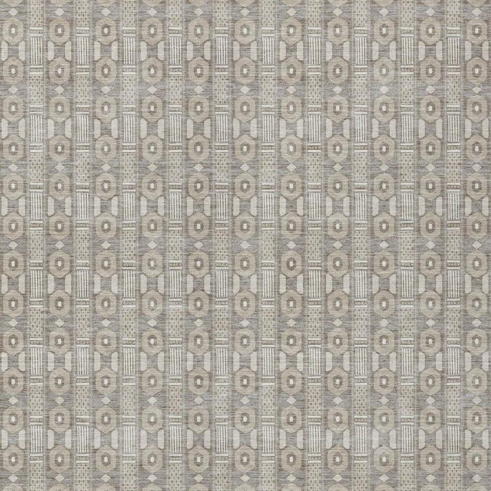 10' X 14' Beige And Brown Striped Washable Indoor Outdoor Area Rug