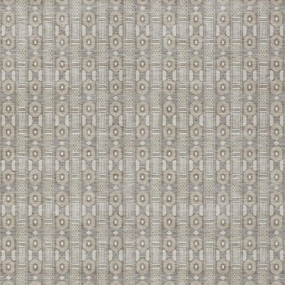 10' X 14' Beige And Brown Striped Washable Indoor Outdoor Area Rug