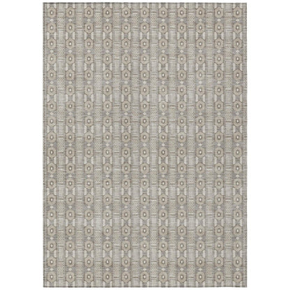 10' X 14' Beige And Brown Striped Washable Indoor Outdoor Area Rug HomeRoots