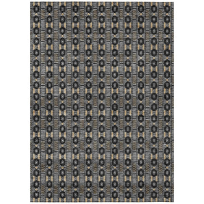10' X 14' Black And Graphite Striped Washable Indoor Outdoor Area Rug HomeRoots