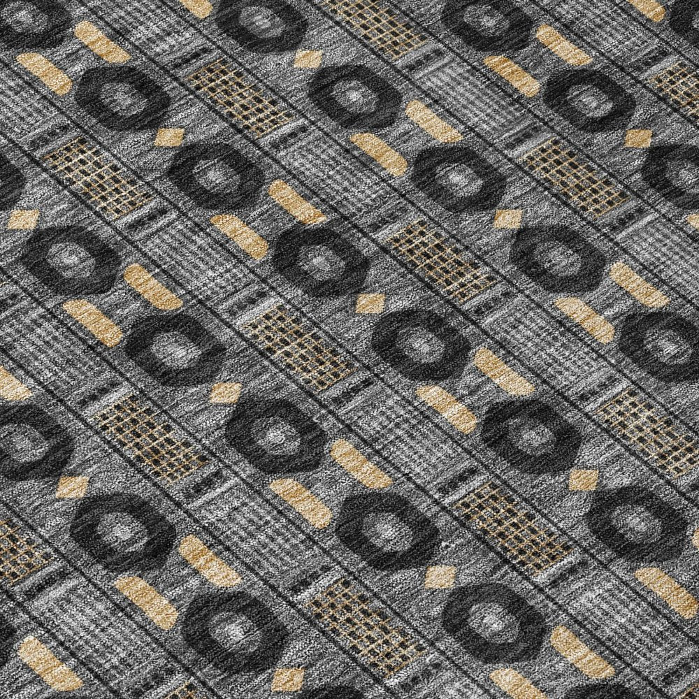 10' X 14' Black And Graphite Striped Washable Indoor Outdoor Area Rug — view 3