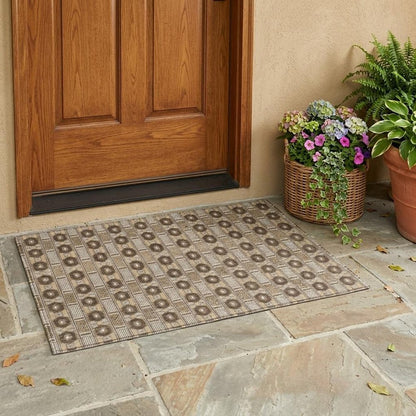 3' X 5' Chocolate And Brown Striped Washable Indoor Outdoor Area Rug HomeRoots
