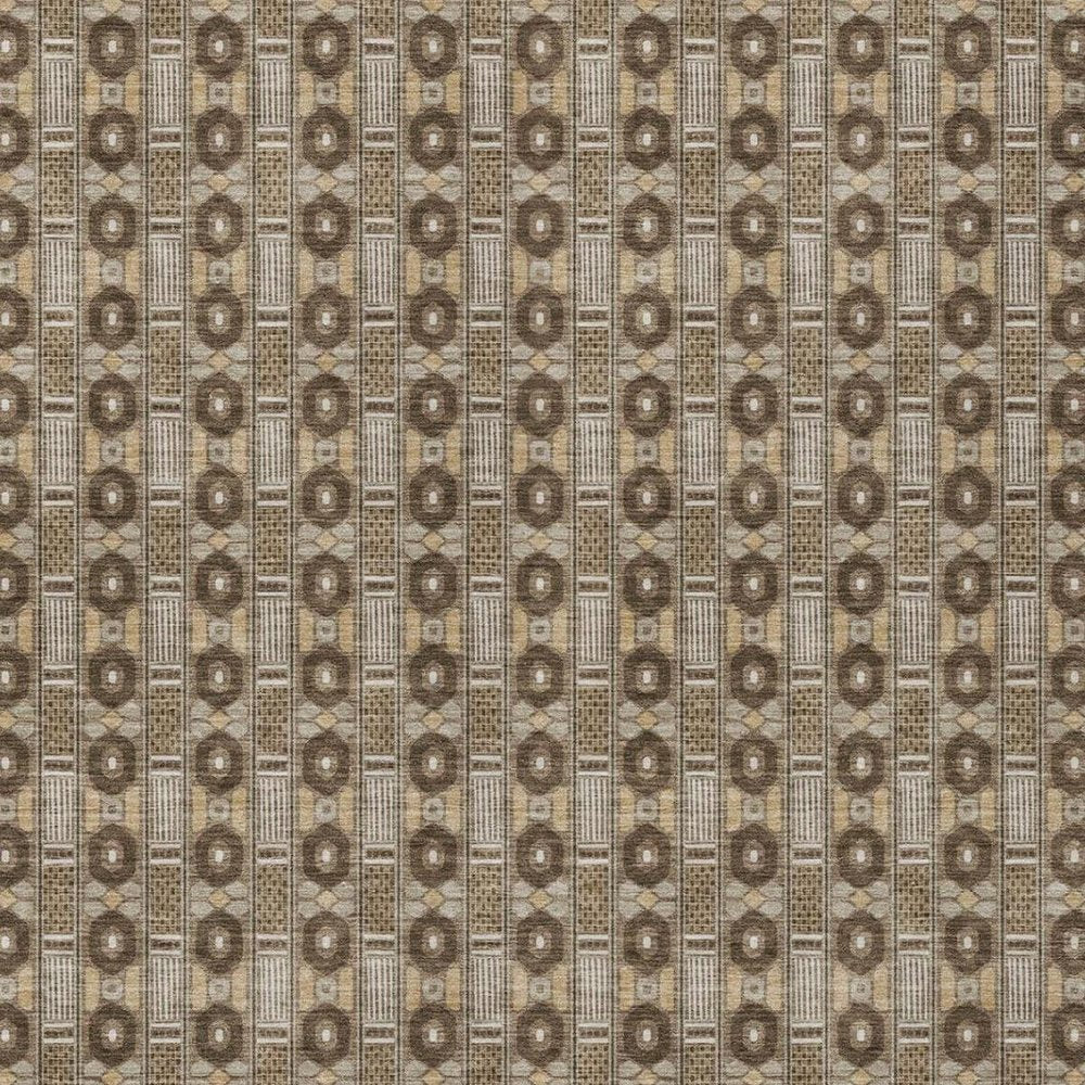 3' X 5' Chocolate And Brown Striped Washable Indoor Outdoor Area Rug