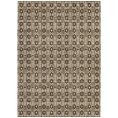 3' X 5' Chocolate And Brown Striped Washable Indoor Outdoor Area Rug
