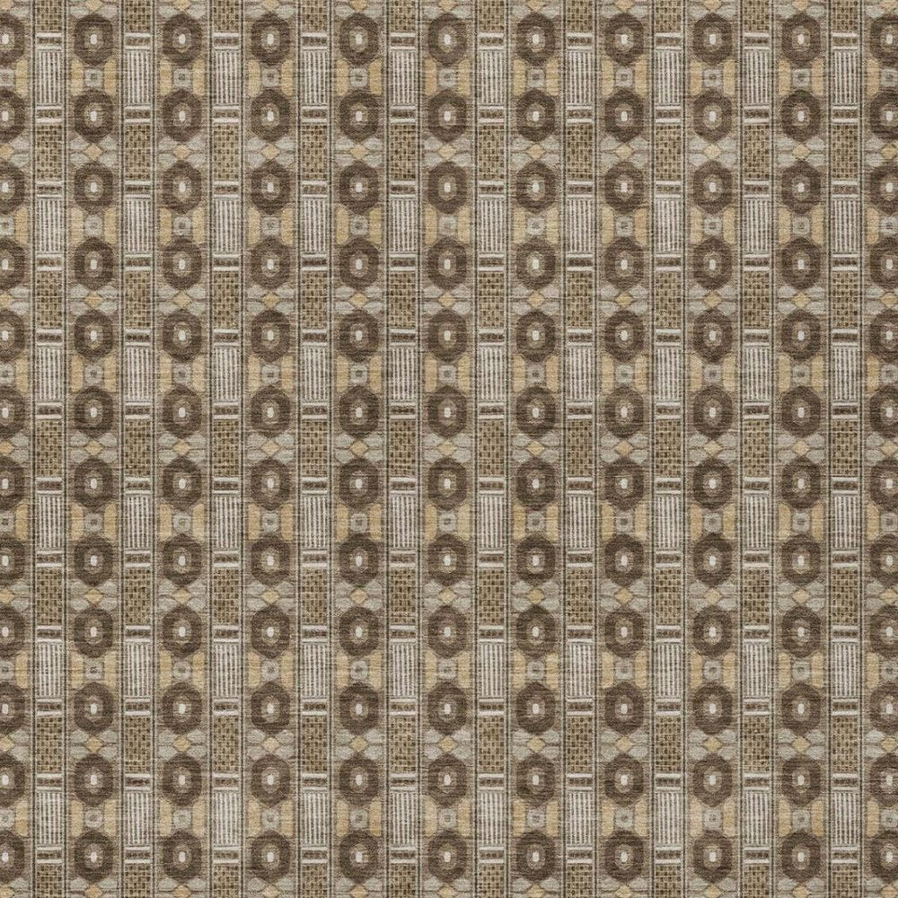 5' X 8' Chocolate And Brown Striped Washable Indoor Outdoor Area Rug — view 7
