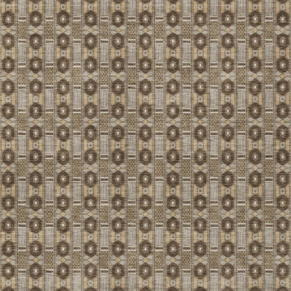 5' X 8' Chocolate And Brown Striped Washable Indoor Outdoor Area Rug