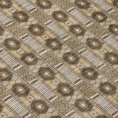 9' X 12' Chocolate And Brown Striped Washable Indoor Outdoor Area Rug HomeRoots