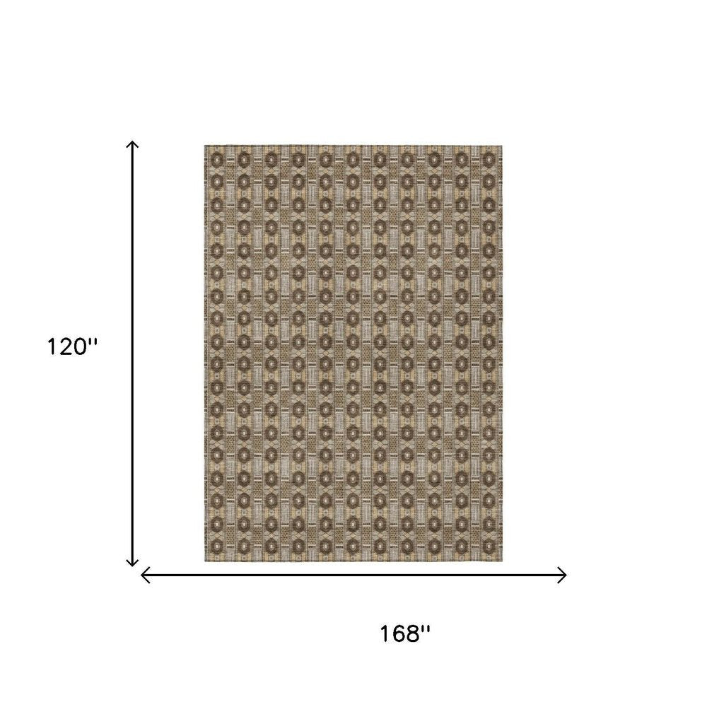 10' X 14' Chocolate And Brown Striped Washable Indoor Outdoor Area Rug — view 4