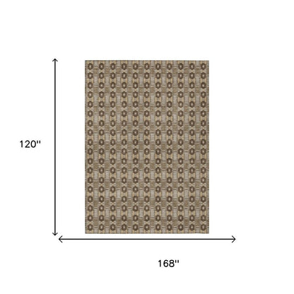 10' X 14' Chocolate And Brown Striped Washable Indoor Outdoor Area Rug HomeRoots