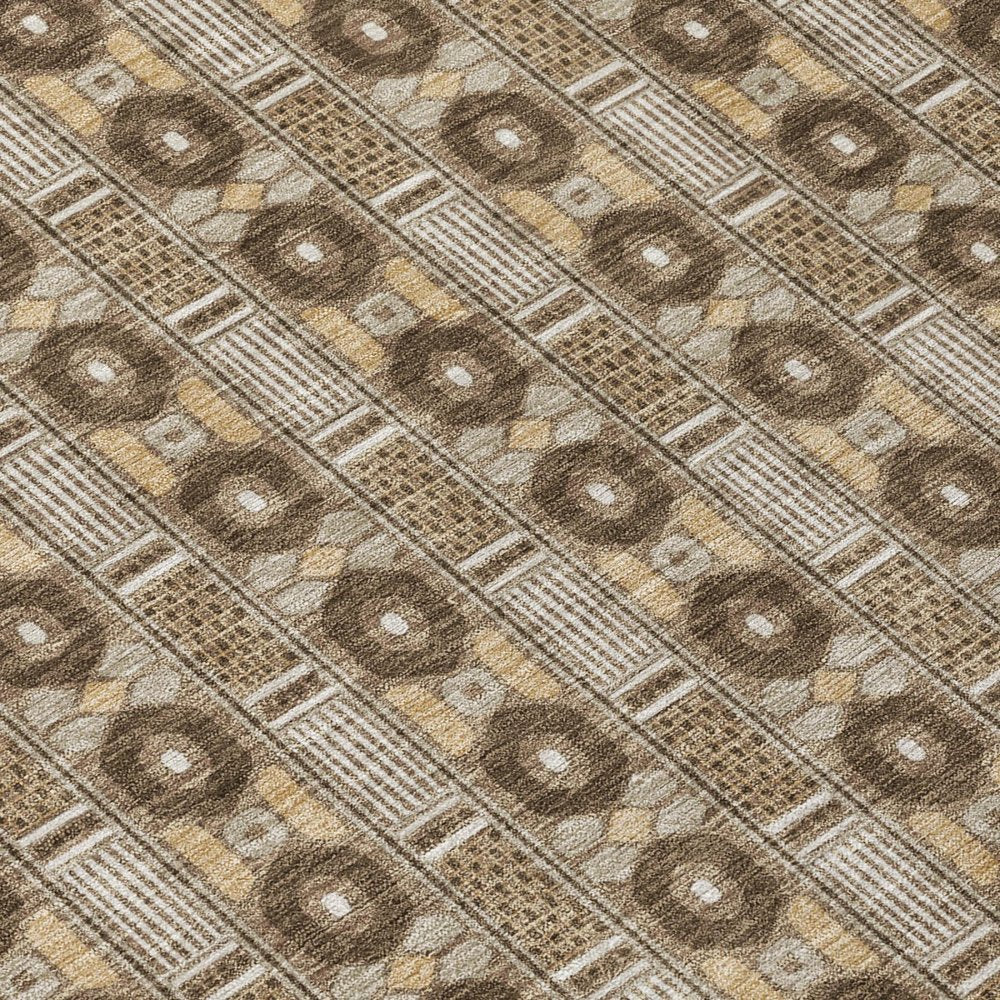 10' X 14' Chocolate And Brown Striped Washable Indoor Outdoor Area Rug — view 3