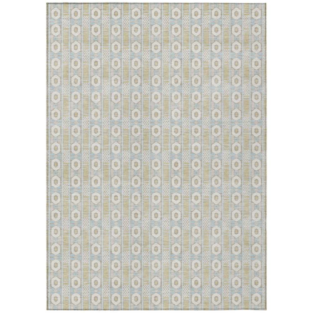 3' X 5' Ivory And Silver Striped Washable Indoor Outdoor Area Rug HomeRoots