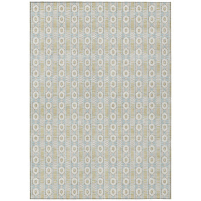 3' X 5' Ivory And Silver Striped Washable Indoor Outdoor Area Rug HomeRoots