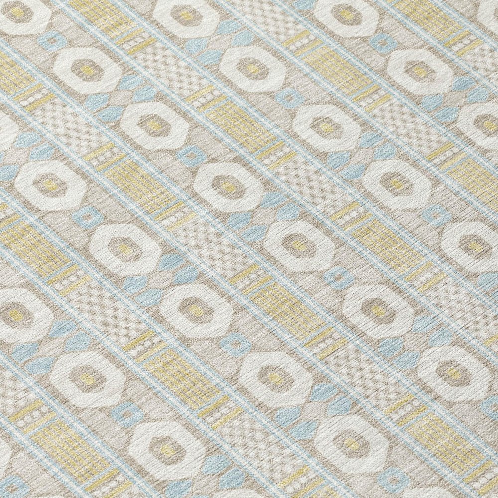 3' X 5' Ivory And Silver Striped Washable Indoor Outdoor Area Rug HomeRoots