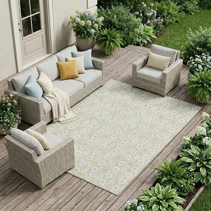 8' X 10' Ivory And Silver Striped Washable Indoor Outdoor Area Rug HomeRoots