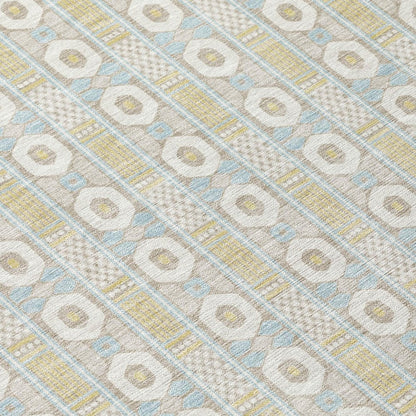 8' X 10' Ivory And Silver Striped Washable Indoor Outdoor Area Rug HomeRoots